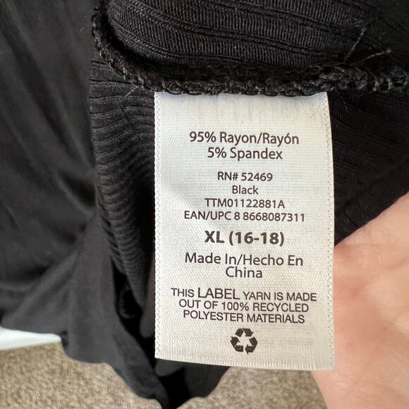 Black Ribbed Short Sleeve Ruched Stretch Bodycon Maternity Comfortable Dress XL - Picture 7 of 8